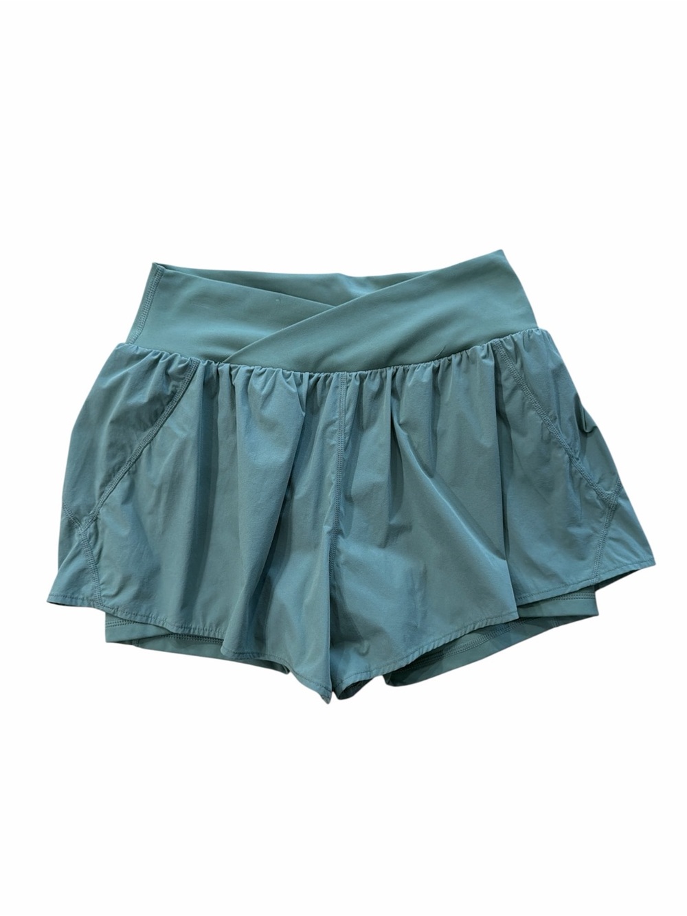 Blogilates Criss Cross Green Running Shorts